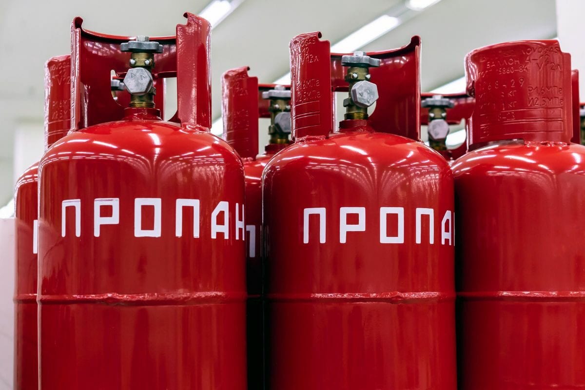 Red Cylinders of Propane Gas