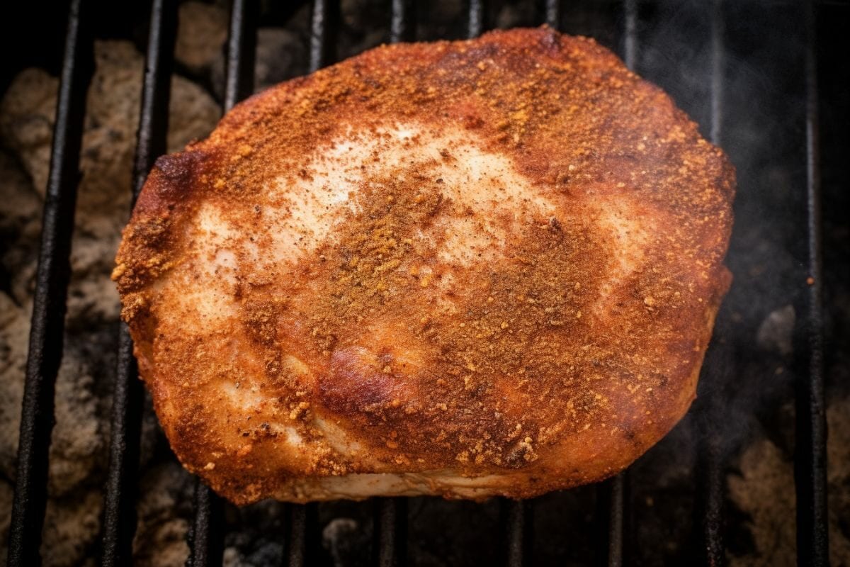 marinated pork butt on a bbq grill