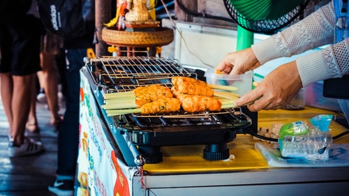 bbq at a food stall