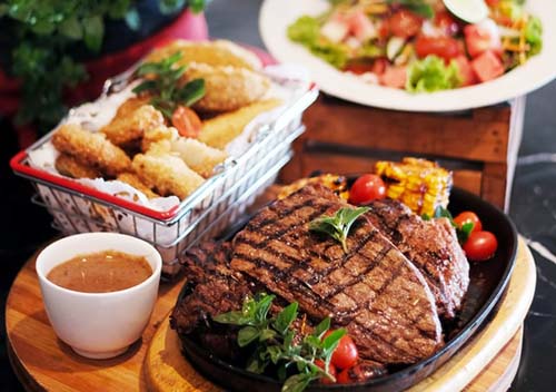 steak with other dishes