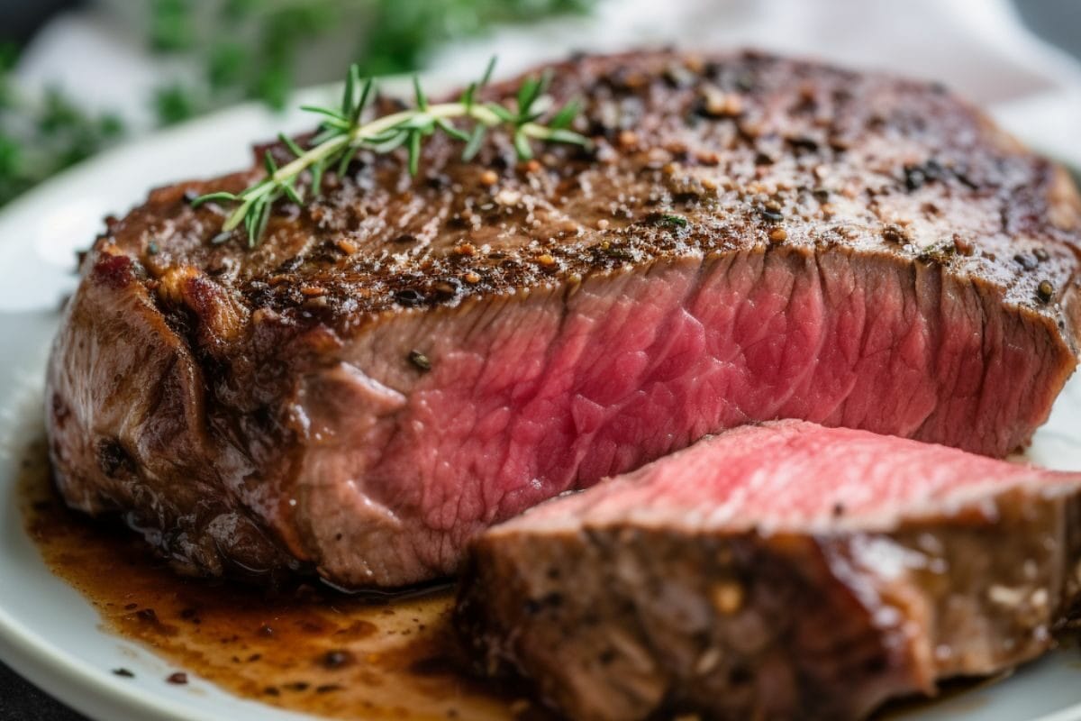 Close up of a tender cooked steak