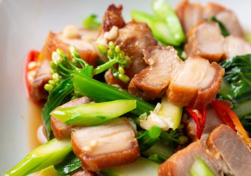 Crispy Pork Belly Stir Fry With Chinese Kale