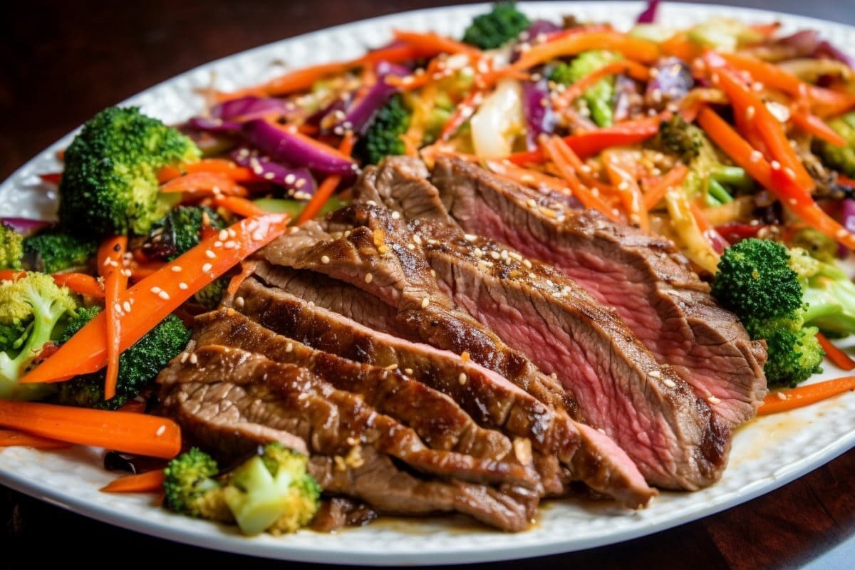 Tender Sirloin steak with roasted vegetables