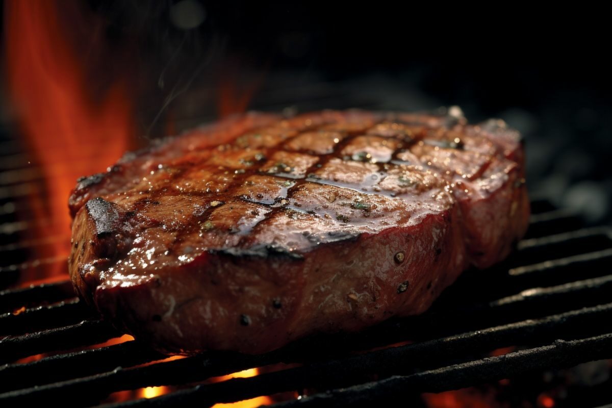 sirloin steak on a bbq grill