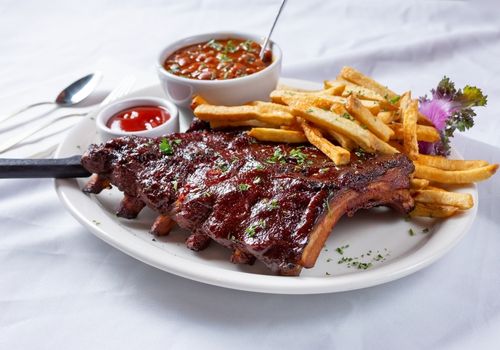 Baby Back Pork Ribs with Fries and Spices