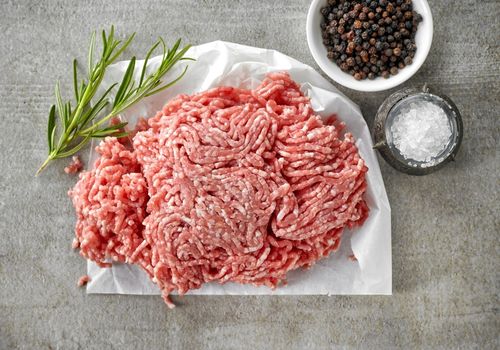 Ground Pork with Salt and Pepper on the Counter