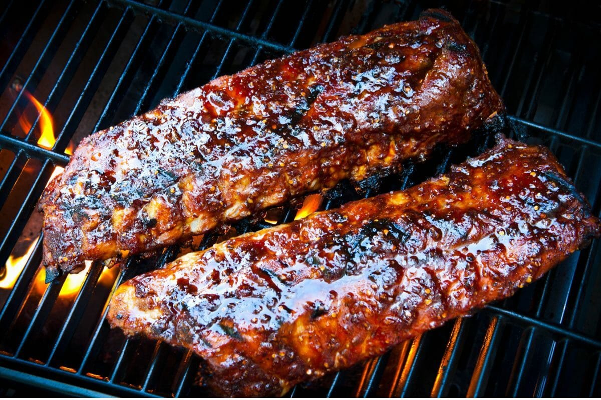 Rack of Baby Back Pork Ribs on the Grill
