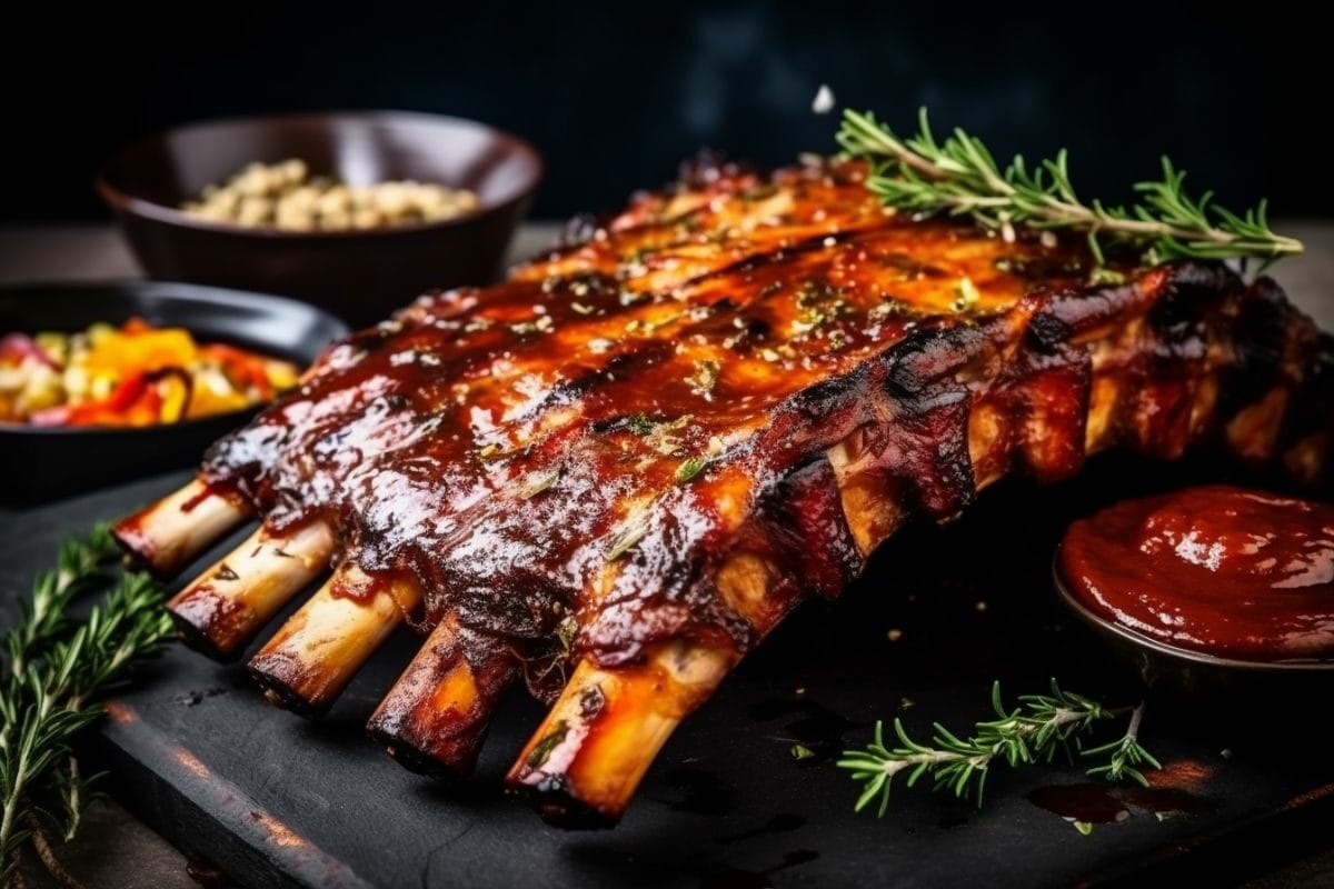 Grilled BBQ Ribs with Rosemary and Sauce