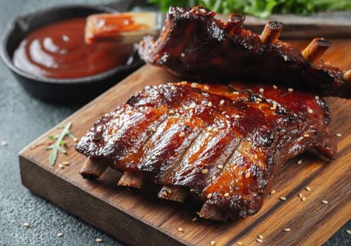 Pork Ribs Grilled with Barbecue Sauce