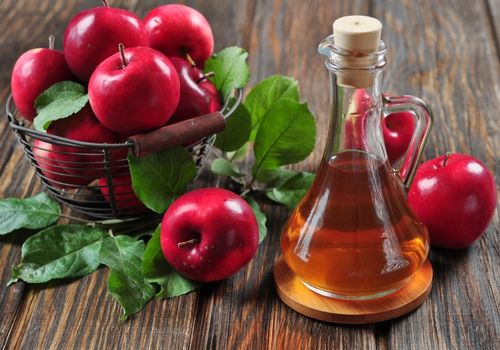Fresh Red Apples and Apple Cider Vinegar