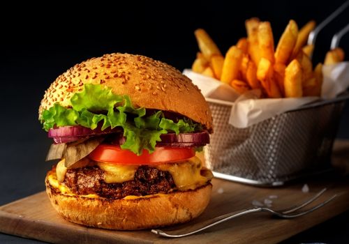Grilled Beef Burger with Fries