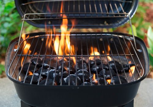 Charcoal Grill with Flames