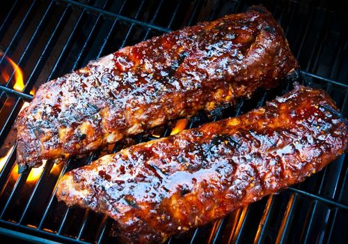 Rack of Baby Back Pork Ribs on the Grill