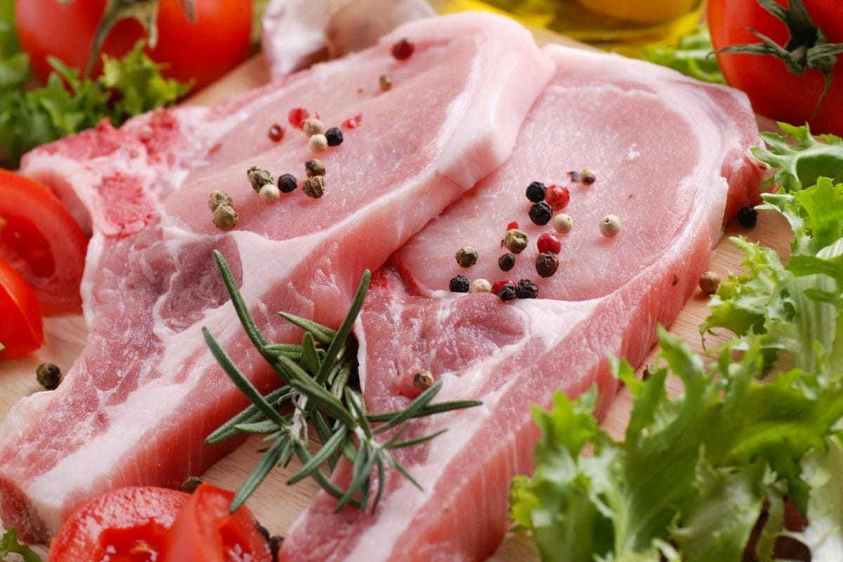 Raw Pork Chops with Ingredients