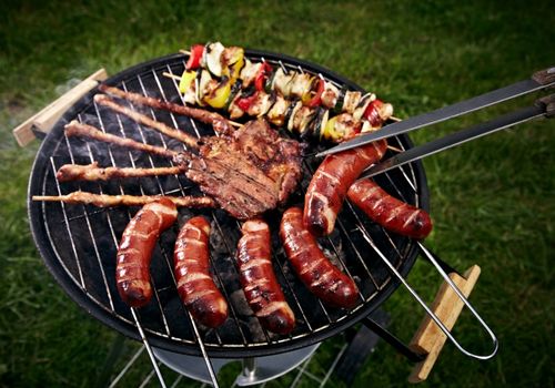 Grilled Meat, Veggies, and Sausages