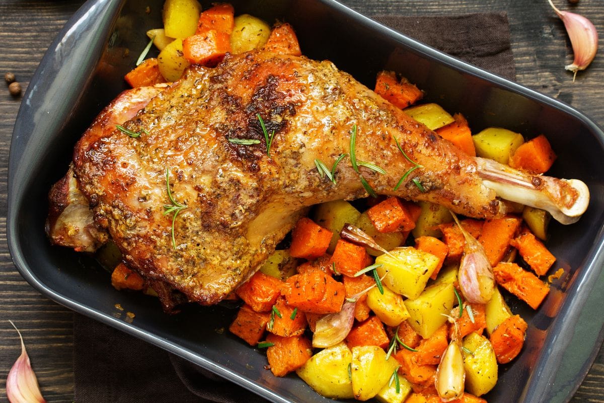 Baked Turkey Thigh with Boiled Veggies
