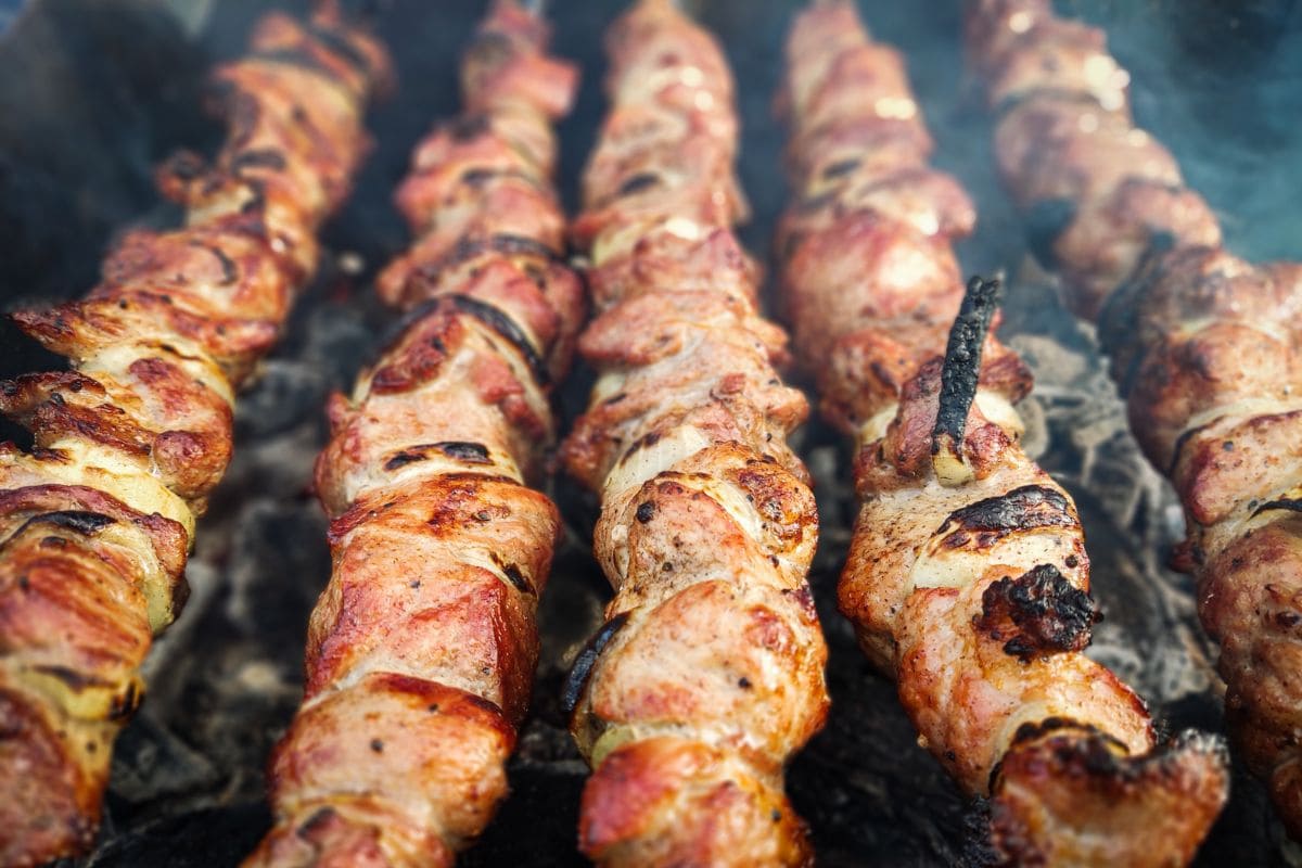 Meat Skewers on the Charcoal Grill