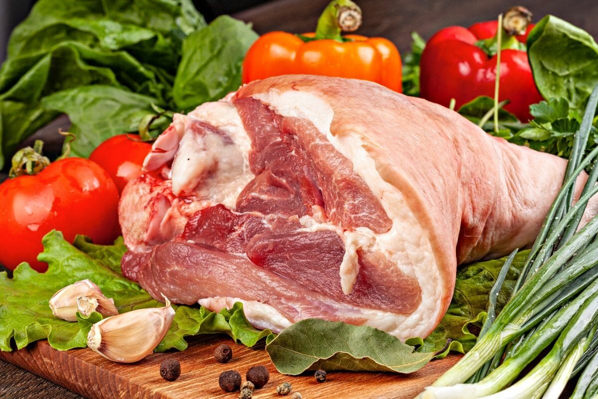 Raw Pork Shank with Veggies and Herbs