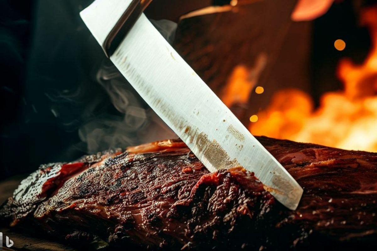 Slicing Smokey Grilled Brisket