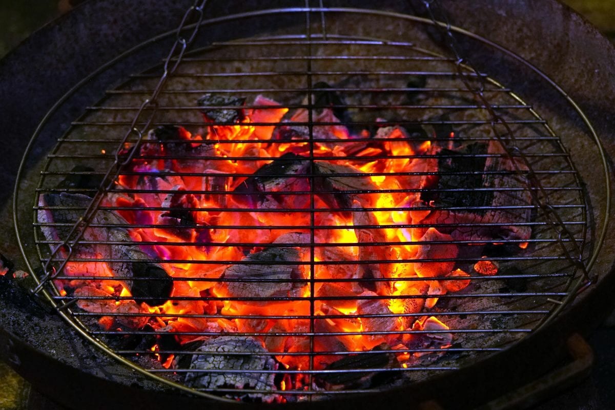 Burning Charcoal on the Grill