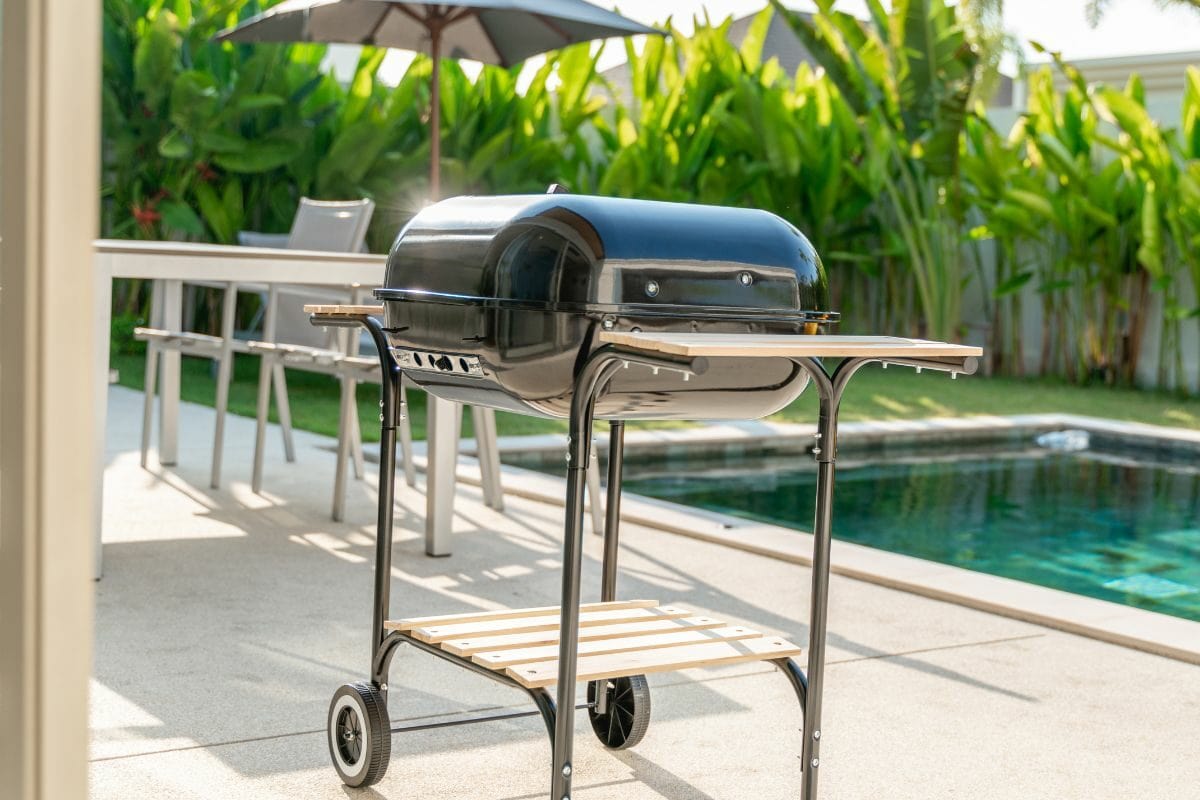 Portable Gas Grill Near the Pool