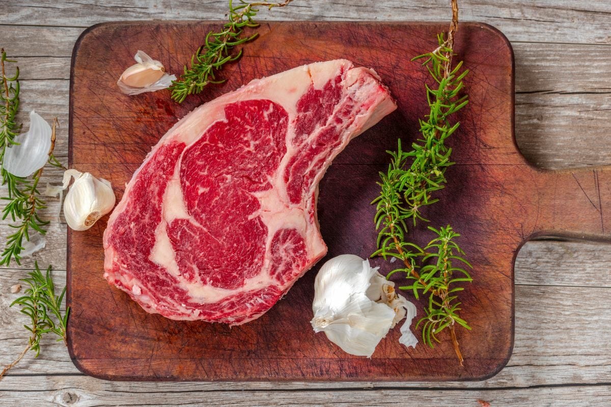 Raw Ribeye Steak with Herb