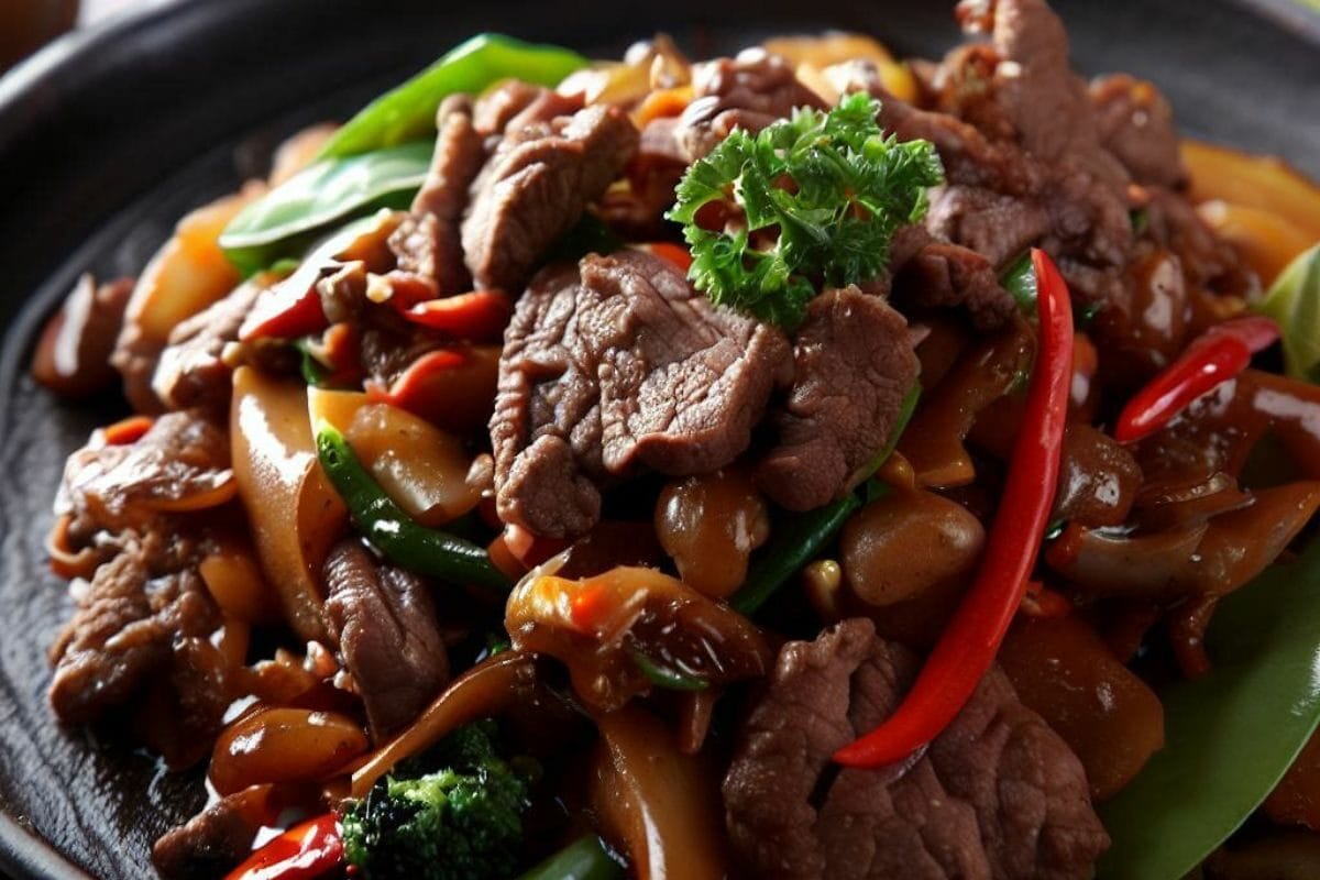 Stir Fried Thin Slices of Lamb Meat Cuts