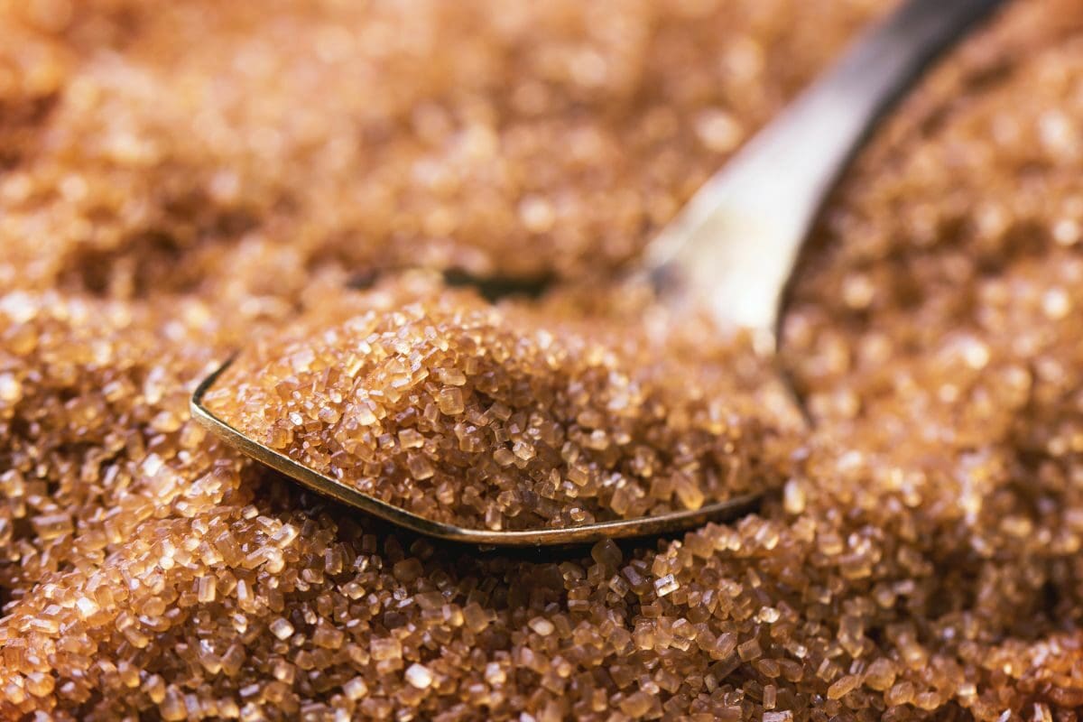 Brown Sugar Heap on Metal Spoon