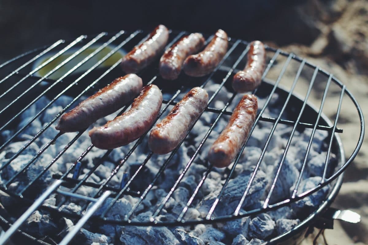 Grilled Sausages on the Charcoal Grill
