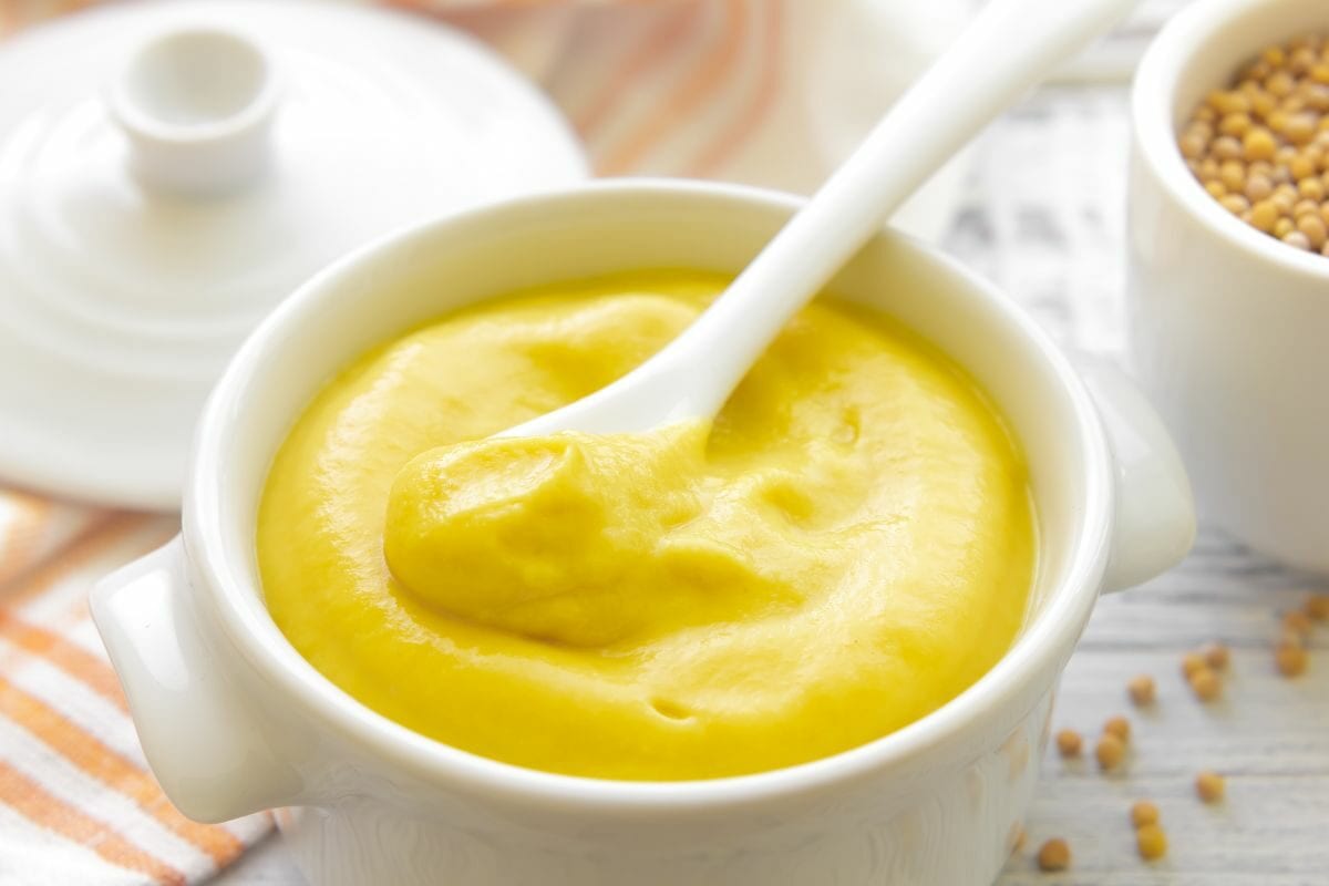 Yellow Mustard on the Ceramic Bowl