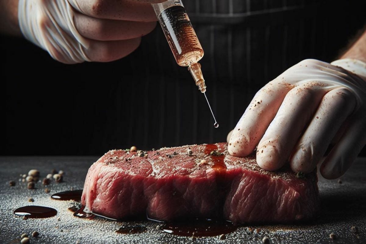 Chef Injecting Marinade into Raw Meat