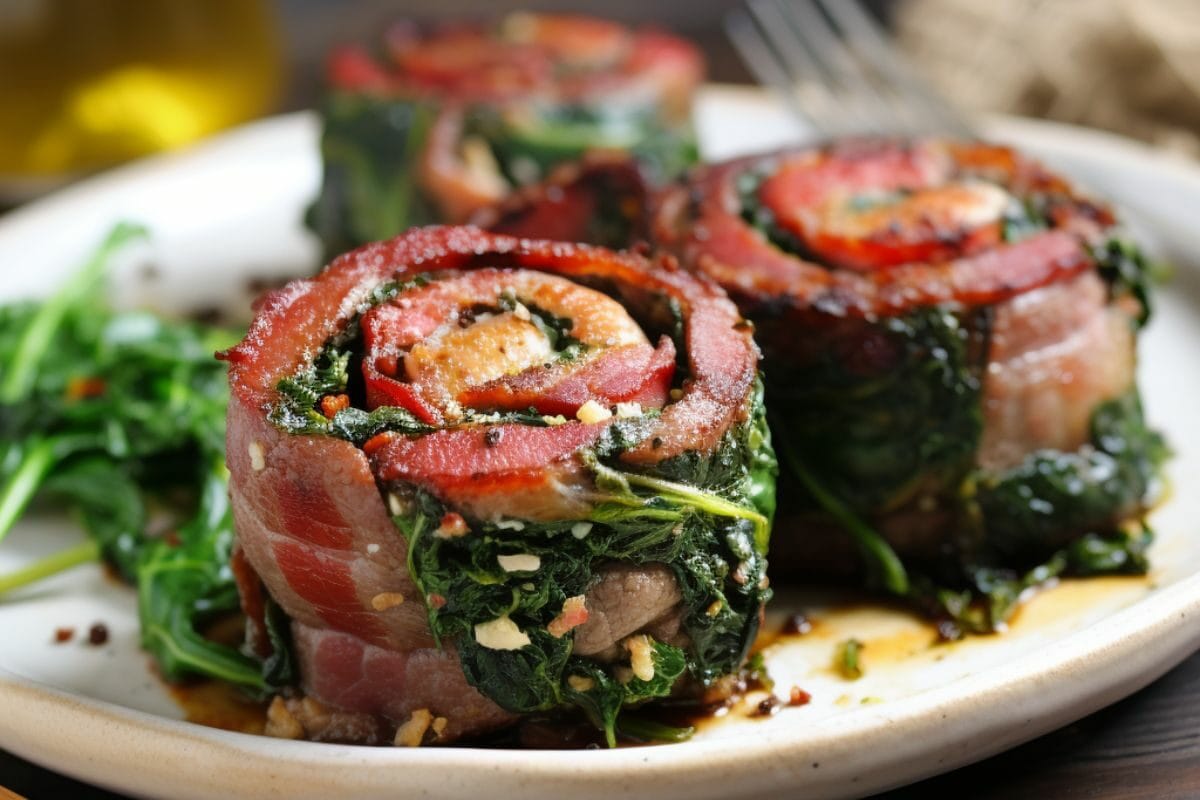 Delicious Grilled Steak Pinwheels Filled with Crispy Bacon and Spinach