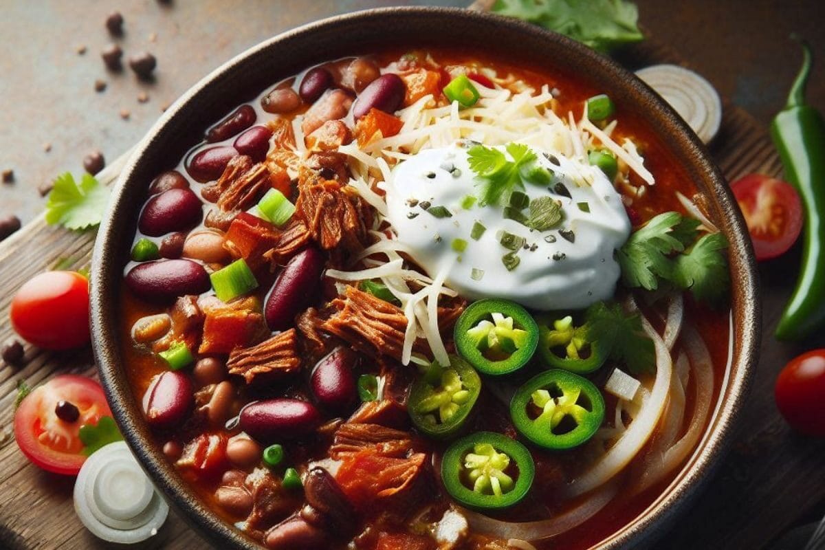 Delicious Smoked Meat Chili Served on the Dish