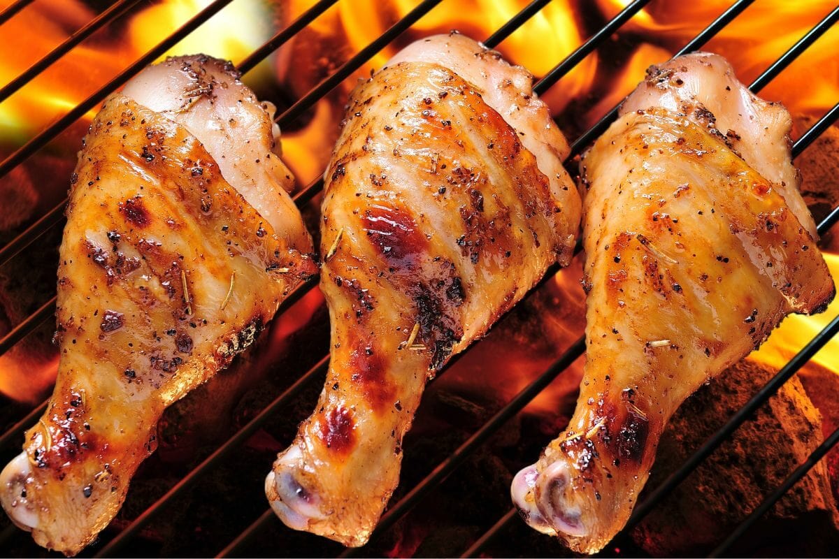 Grilled Chicken Drumsticks on the Flaming Grill