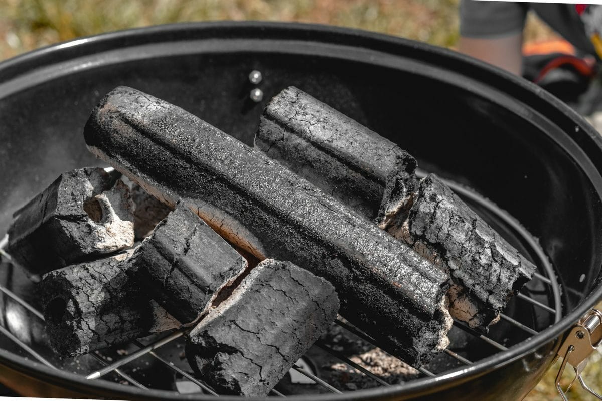 Kettle Grill with Burning Briquettes