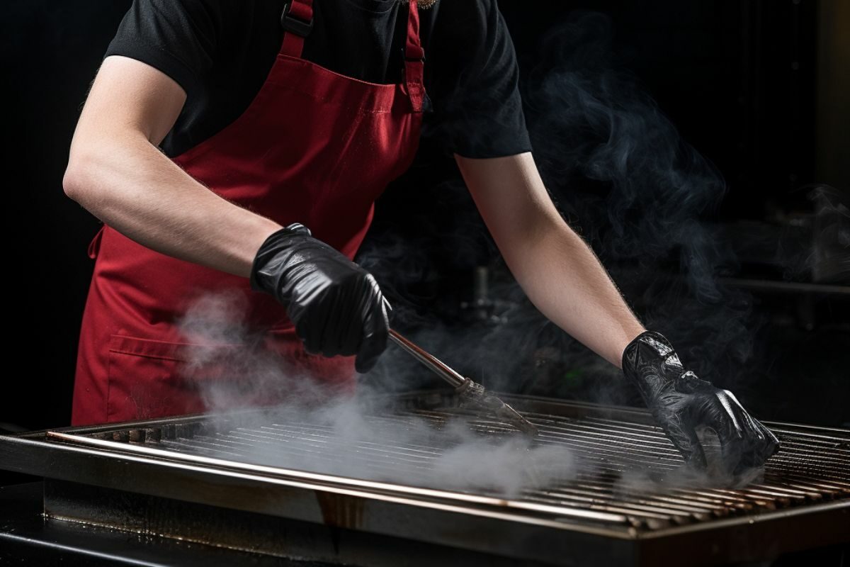 Person Cleaning a Griddle