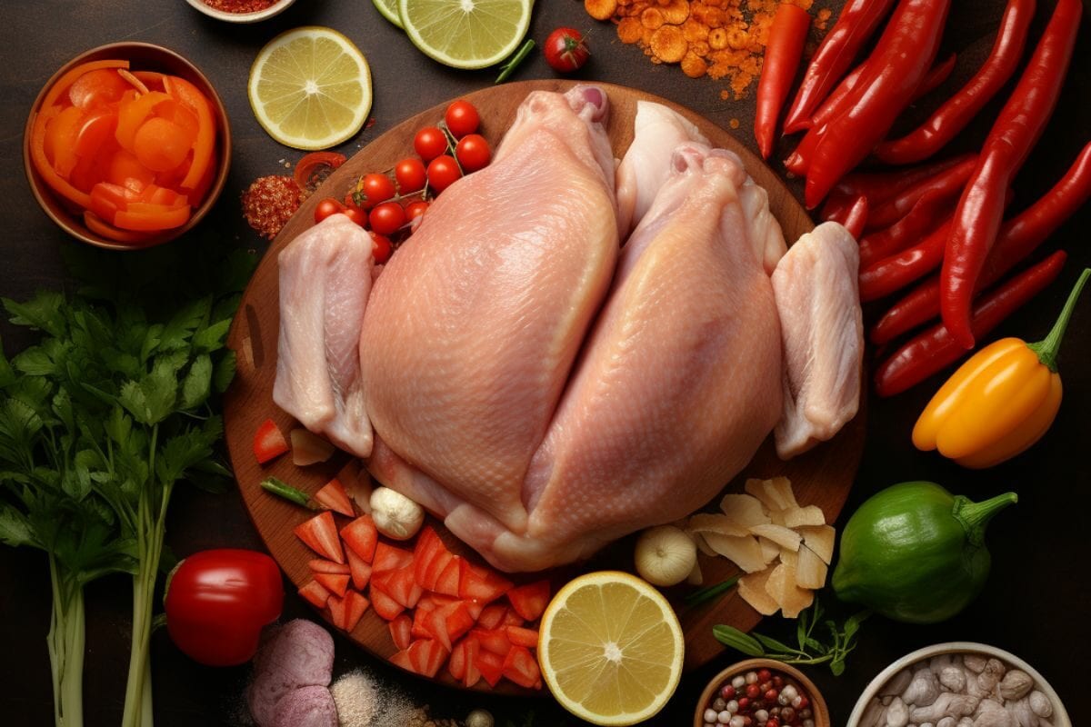 Raw Turkey Meat with Other Cooking Ingredients