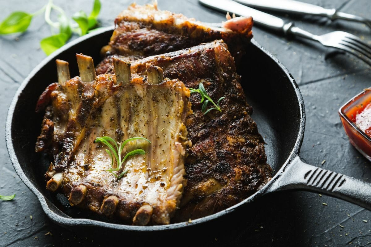 Roasted Pork Ribs with Rosemary Leaves
