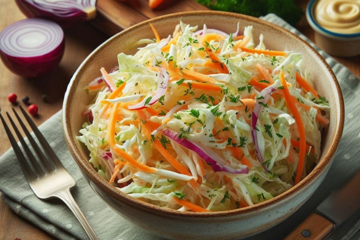 Freshly Made Coleslaw on the Bowl