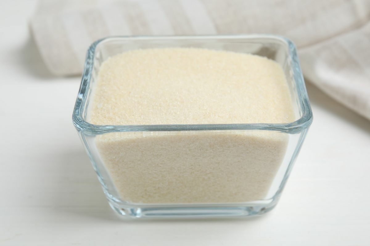 Gelatin Powder in a Glass Bowl