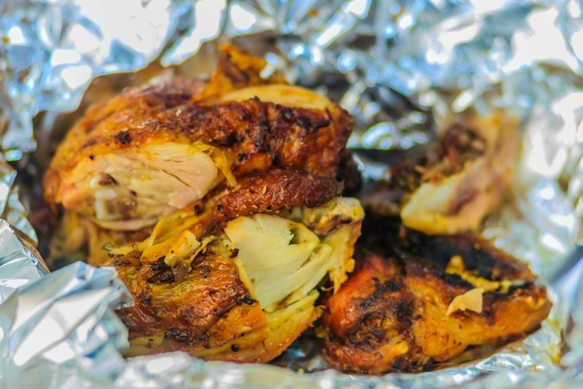Grilled Chicken on the Aluminum Foil