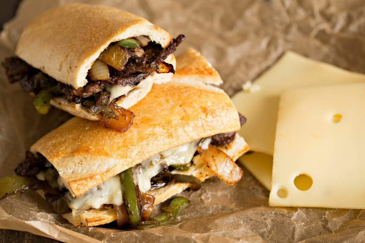 Philly Steak Sandwich with Slices of Cheese