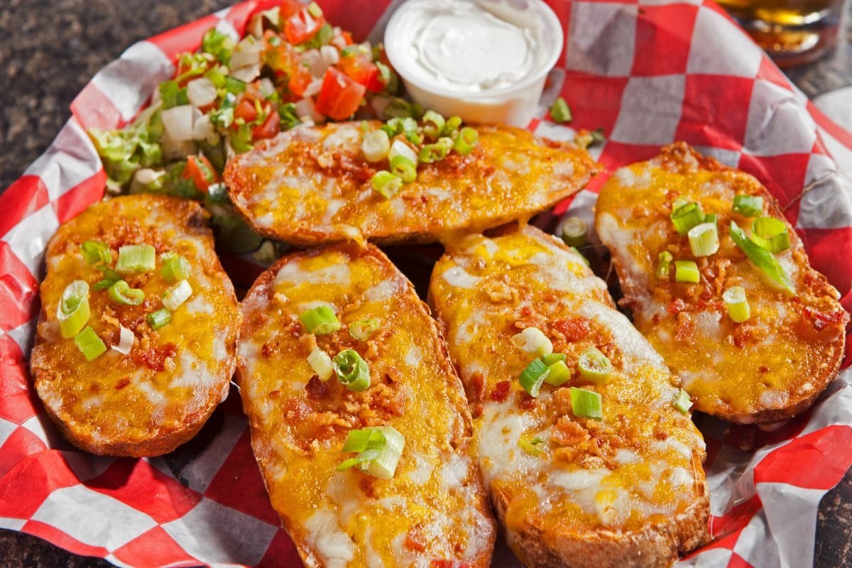Potato Skins with Bacon, Cheese and Scallions
