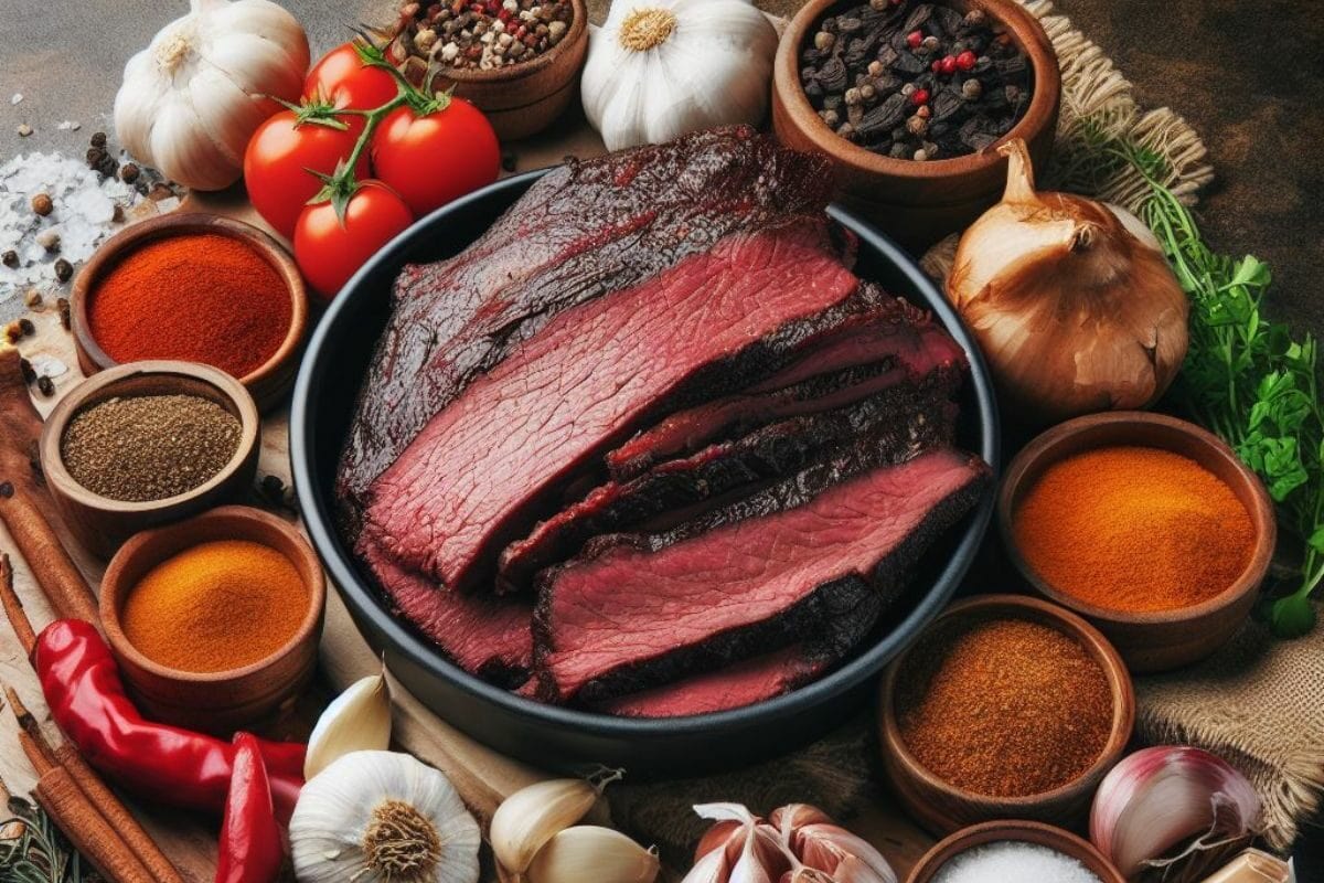 Smoked Brisket with Cooking Ingredients