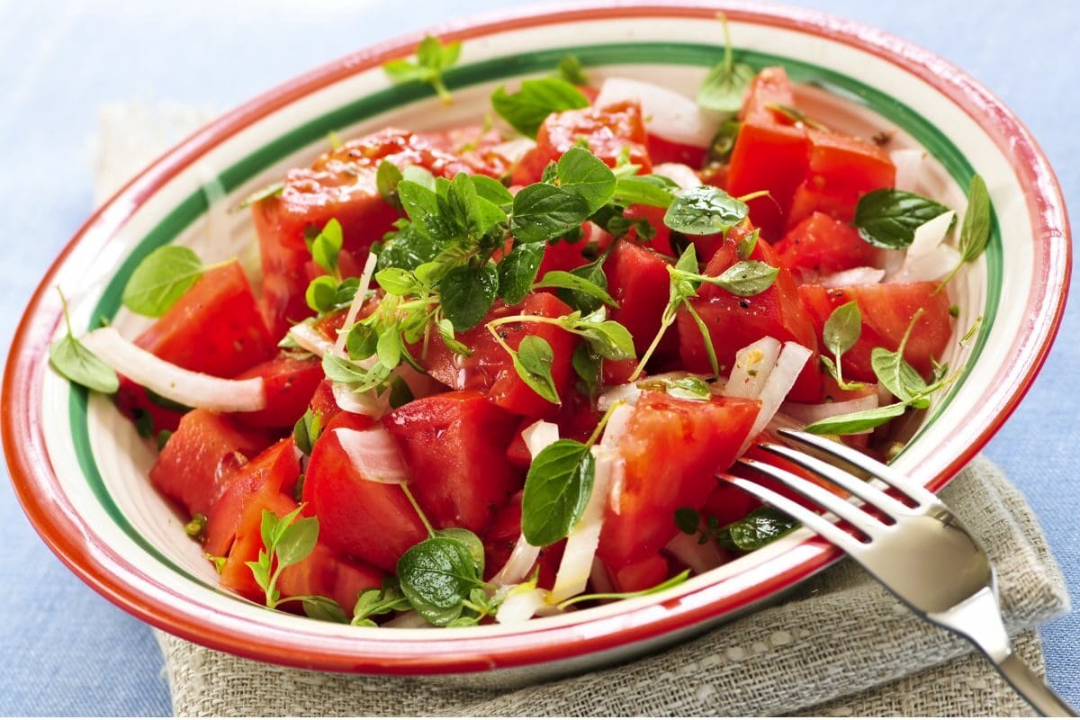 Summer Tomato Salad with Onions and Herbs