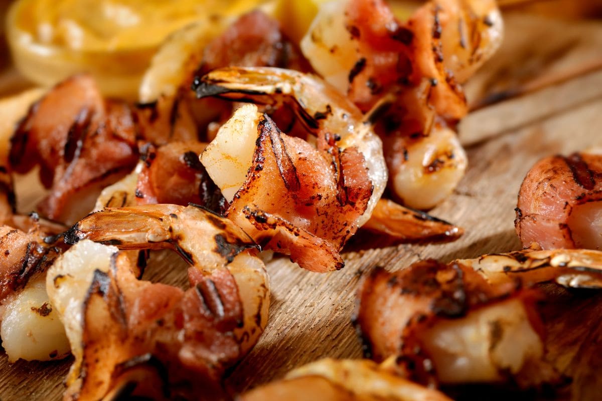 grilled bacon wrapped shrimp