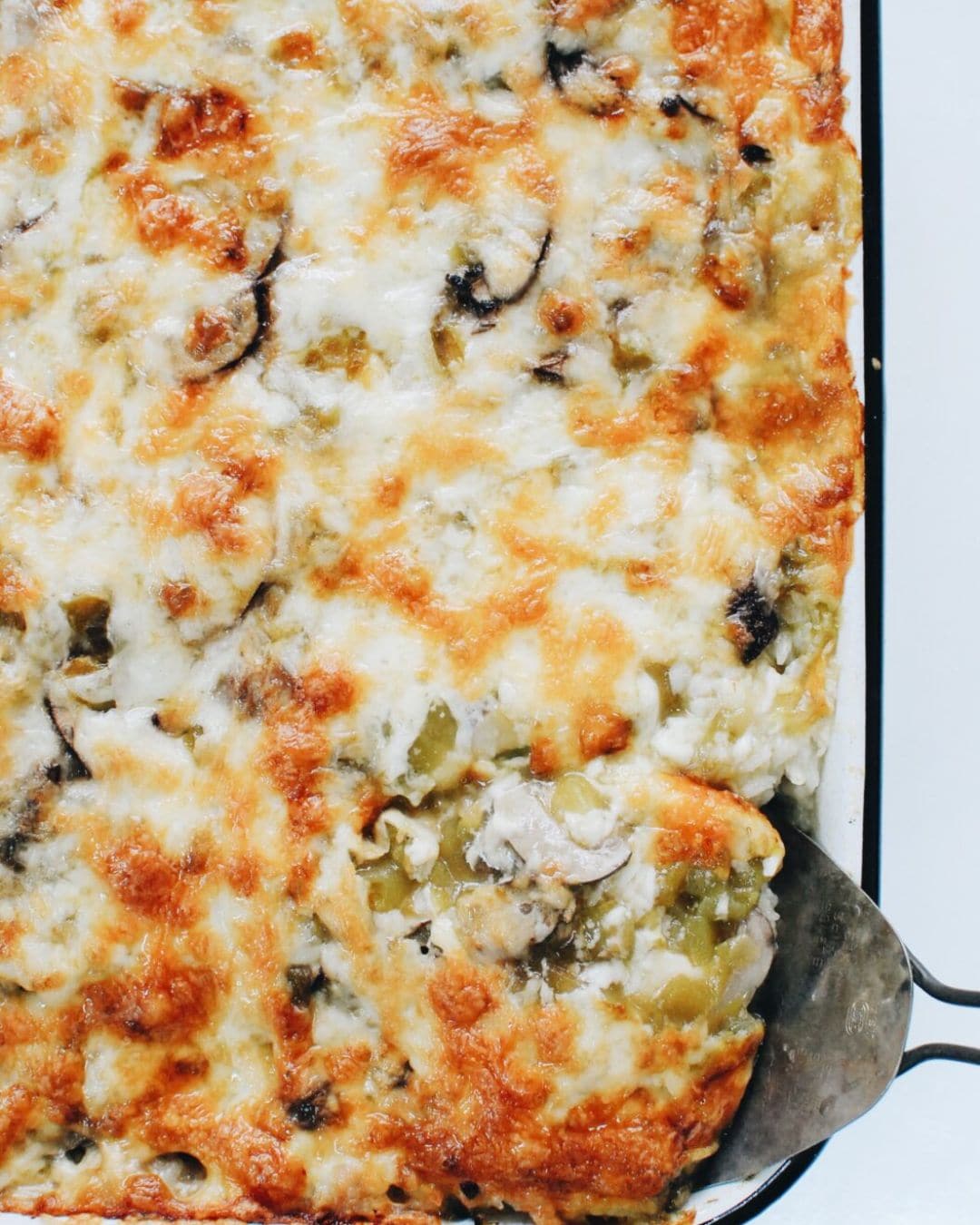 Chicken, Mushroom, and Rice Enchilada Casserole