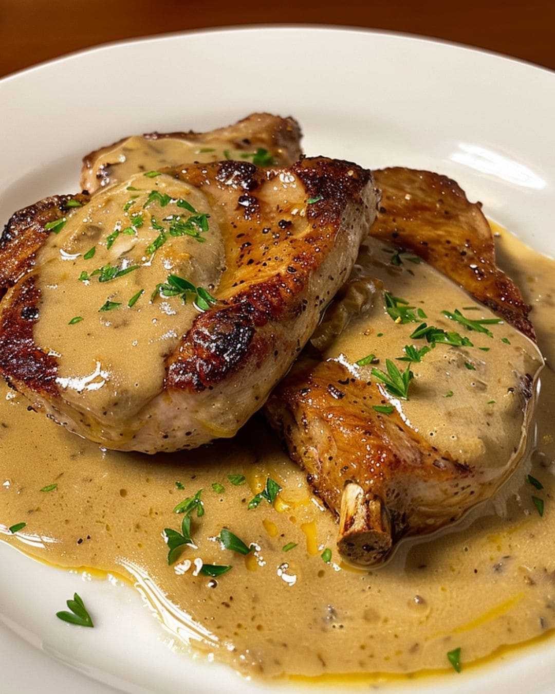 Pork Cutlets with Creamy Mustard Sauce