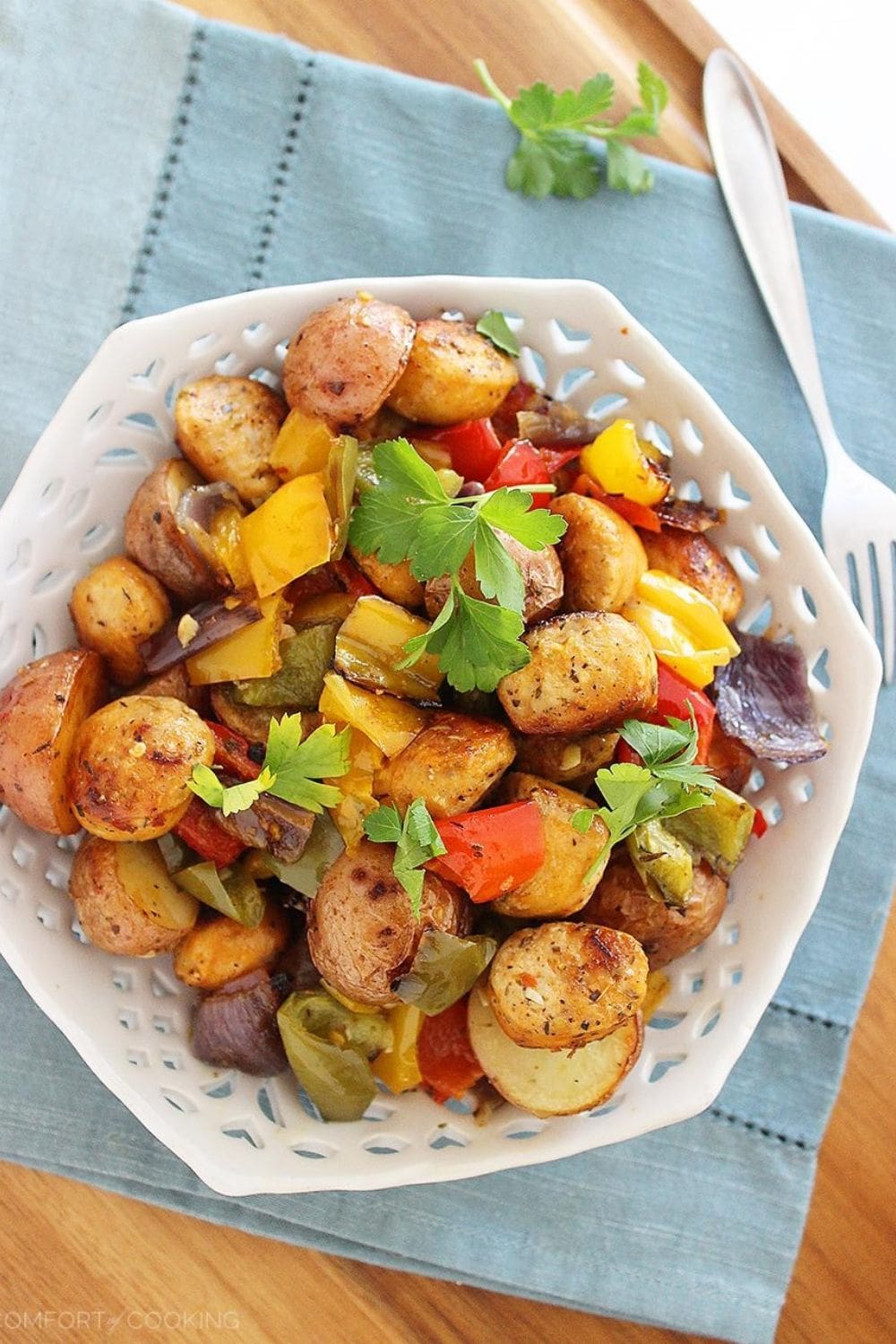 Roasted Pepper, Chicken Sausage, and Potatoes