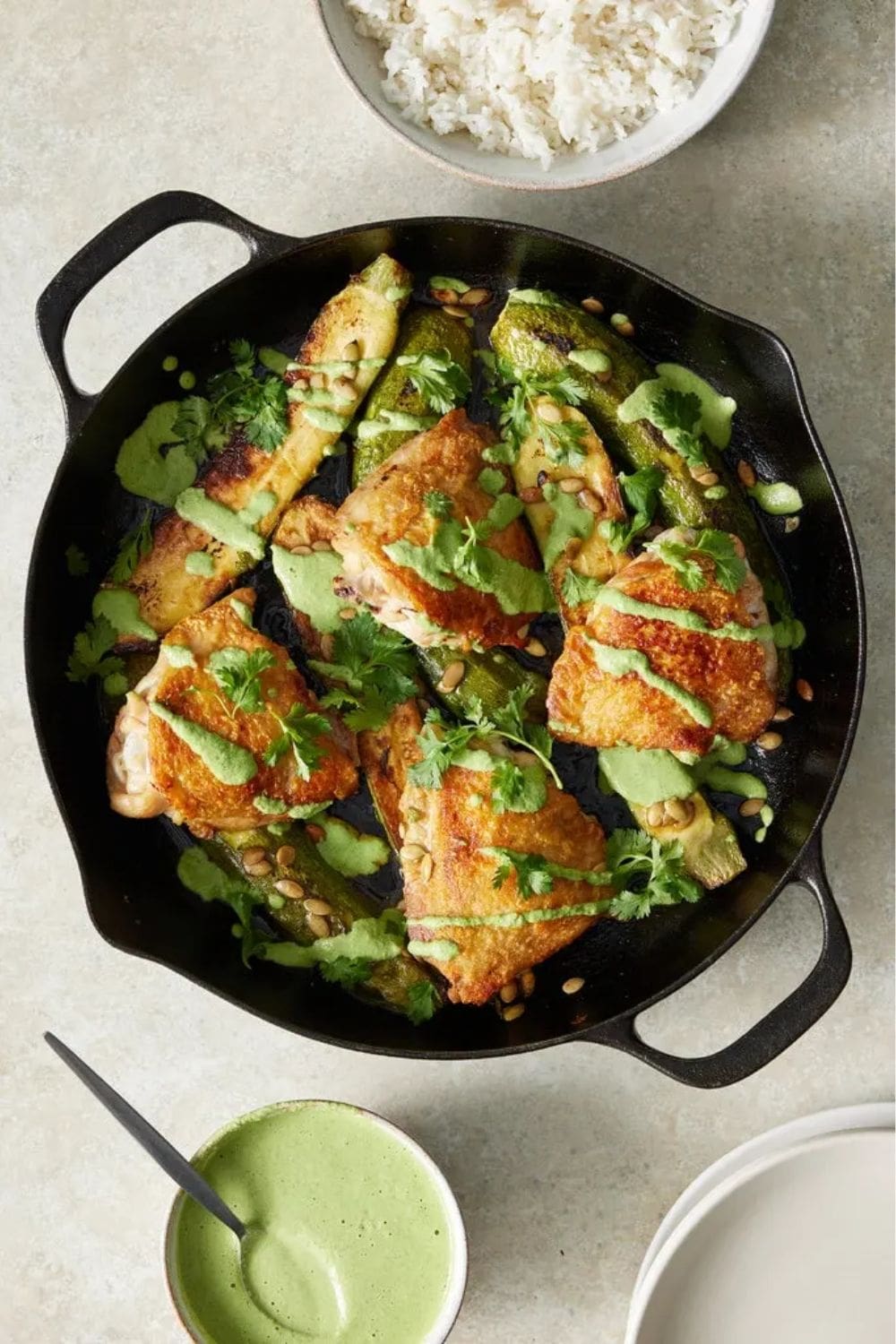 Crispy Thighs with Charred Zucchini